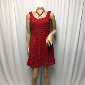 Lily Rose Short Dress Womens Size Small Red Lace Lined Stretchy Sleeveless